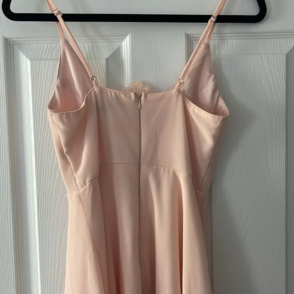 Lulus Pink Formal Skater Dress with Lace Detail - Picture 3 of 3